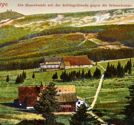 Na pierwszym planie Haasenbaude na drugim Schlingelbaude